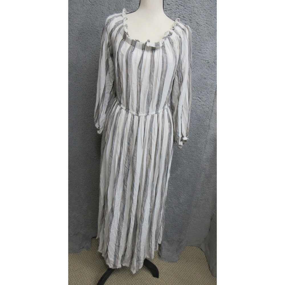 ASOS DESIGN Maxi Dress Women 10 White Stripe Boho Coastal Resortwear